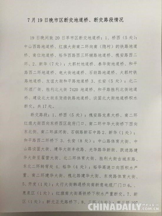 石家莊交管局發(fā)布市區(qū)斷交地道橋、斷交路段情況