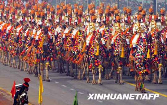組圖：印度進(jìn)行共和國日閱兵排練