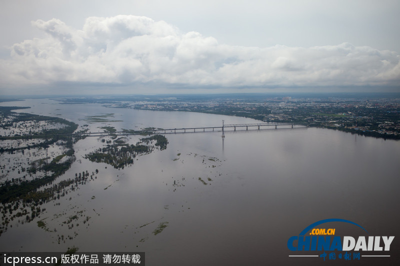 俄羅斯阿穆爾河水位上漲 城市進入緊急狀態(tài)（高清組圖）