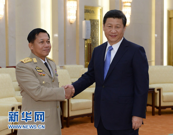 習(xí)近平會(huì)見(jiàn)緬甸國(guó)防軍總司令敏昂萊