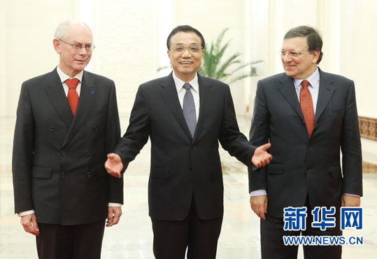 李克強(qiáng)同范龍佩、巴羅佐舉行第十六次中國(guó)歐盟領(lǐng)導(dǎo)人會(huì)晤
