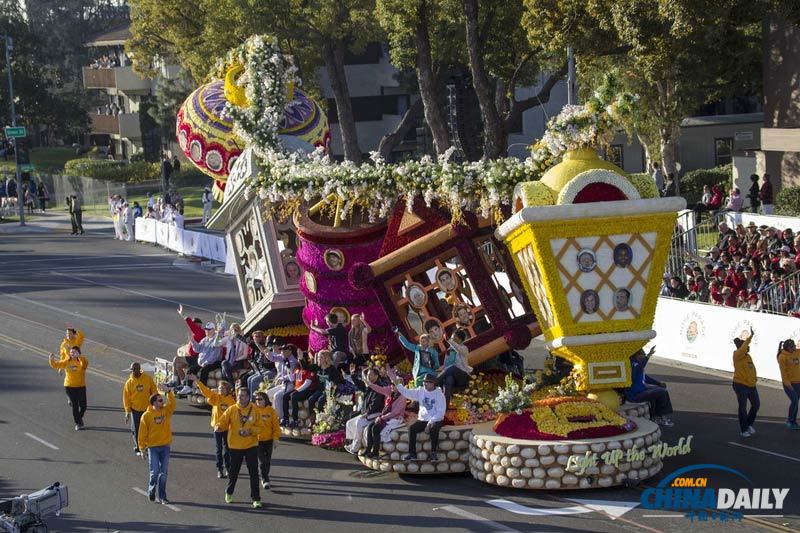 美國加州玫瑰花車游行迎馬年 中國元素花車獲獎(jiǎng)
