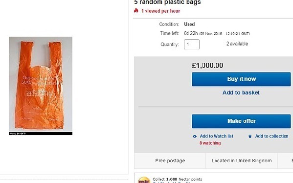 英新規(guī)引發(fā)“血案”，eBay驚現1000英鎊塑料袋