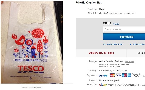 英新規(guī)引發(fā)“血案”，eBay驚現1000英鎊塑料袋