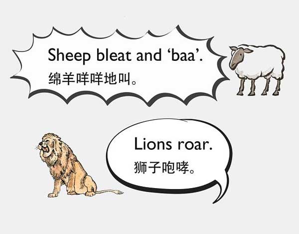 自然界中有各種聲音 如何用英語來描述動物的叫聲？