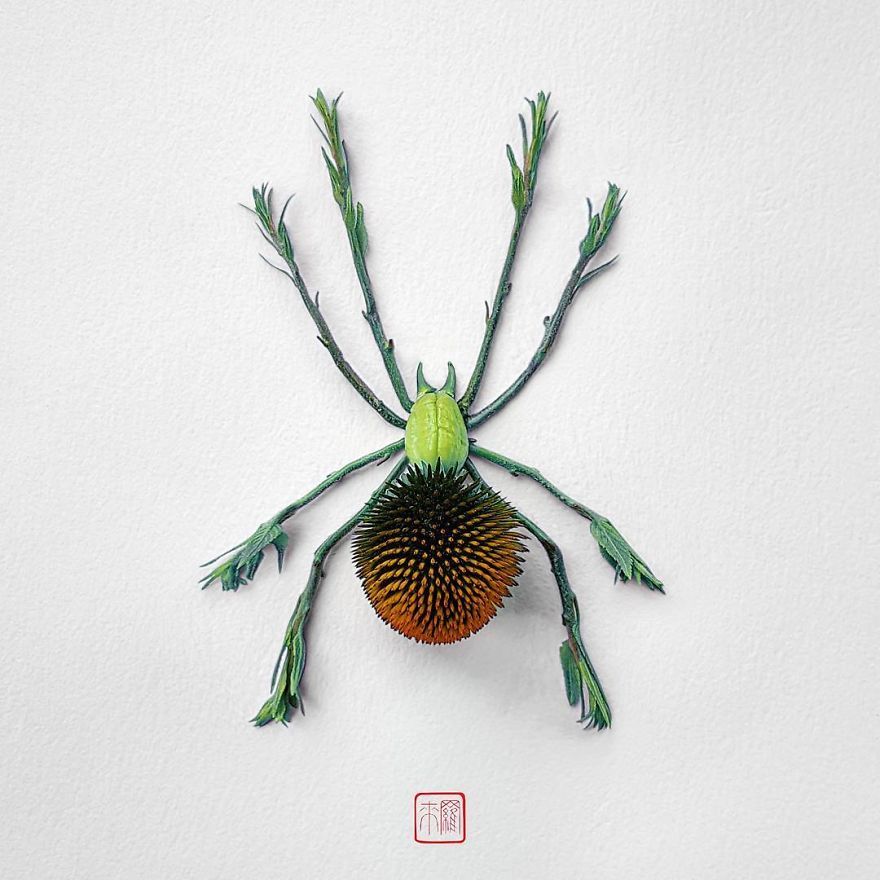 你怕蟲(chóng)子嗎？來(lái)看看這些用花瓣做成的蟲(chóng)子（組圖）