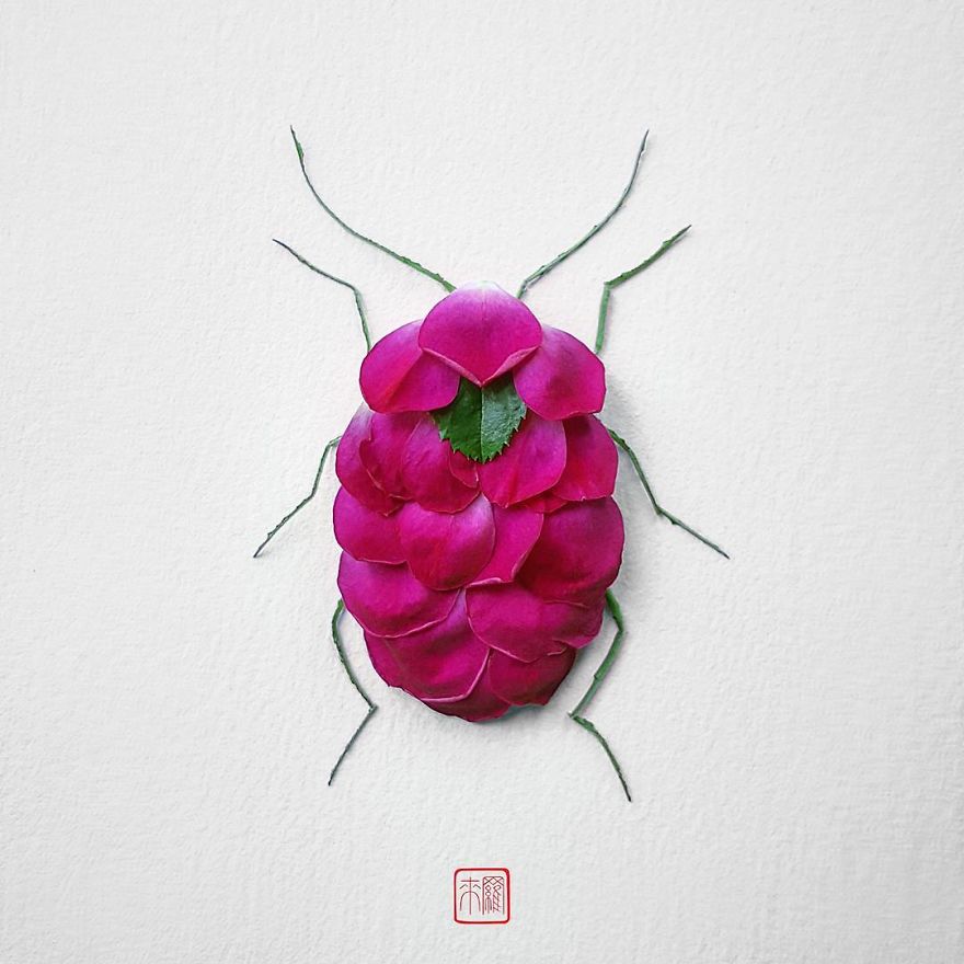 你怕蟲子嗎？來看看這些用花瓣做成的蟲子（組圖）