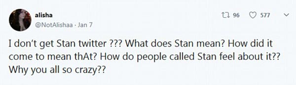 格萊美歌后克萊森金球獎現(xiàn)場“追星” stan到底啥意思？